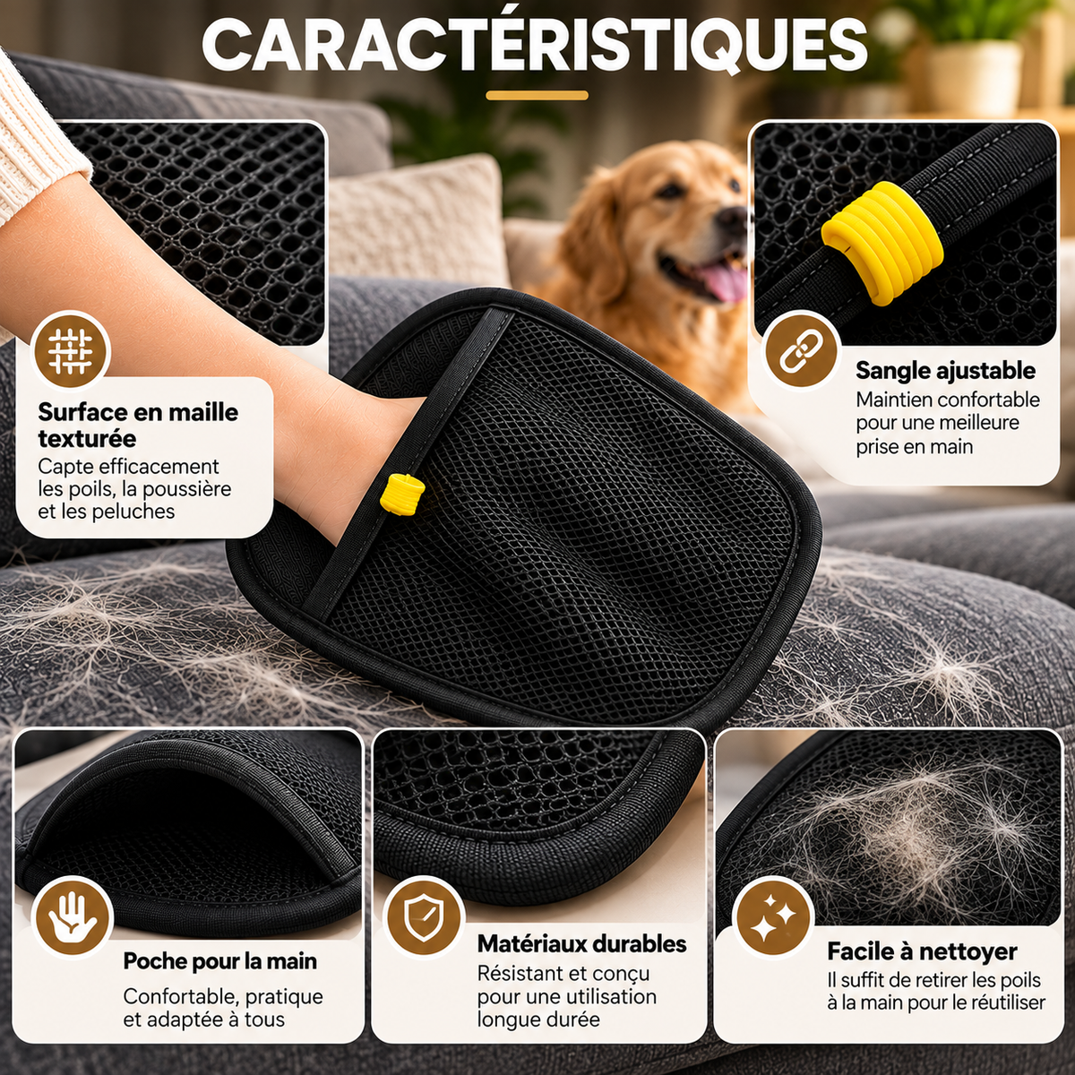 🐾 Gant Anti-Poils Réutilisable