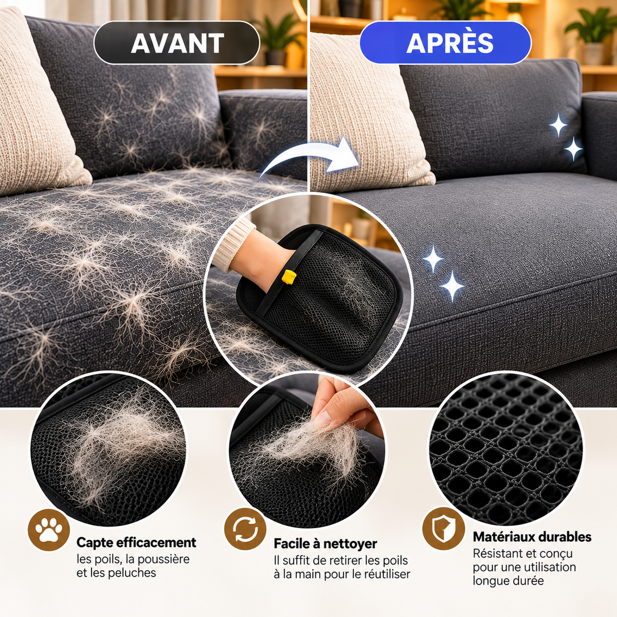🐾 Gant Anti-Poils Réutilisable