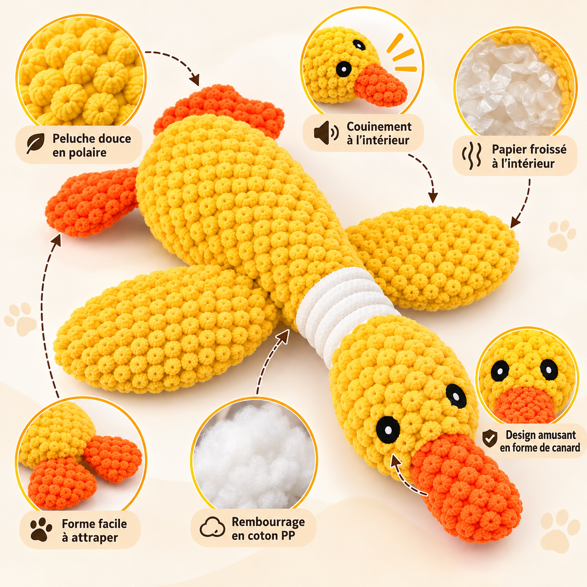 Canard Couineur PetBloom™ – Peluche interactive pour chien